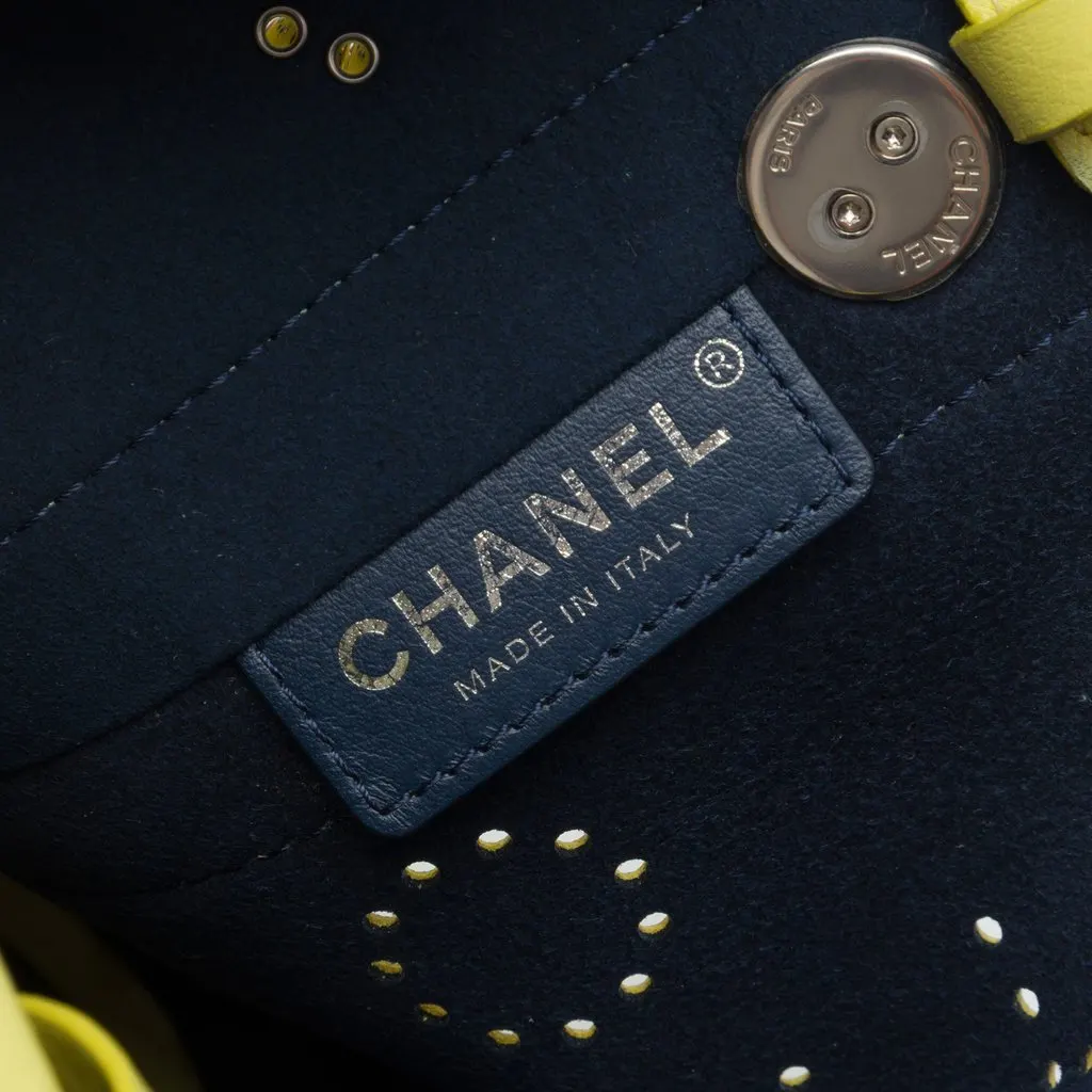Chanel Small Perforated Calfskin Logo Eyelet Bucket Bag Yellow Leather Very good - Box View