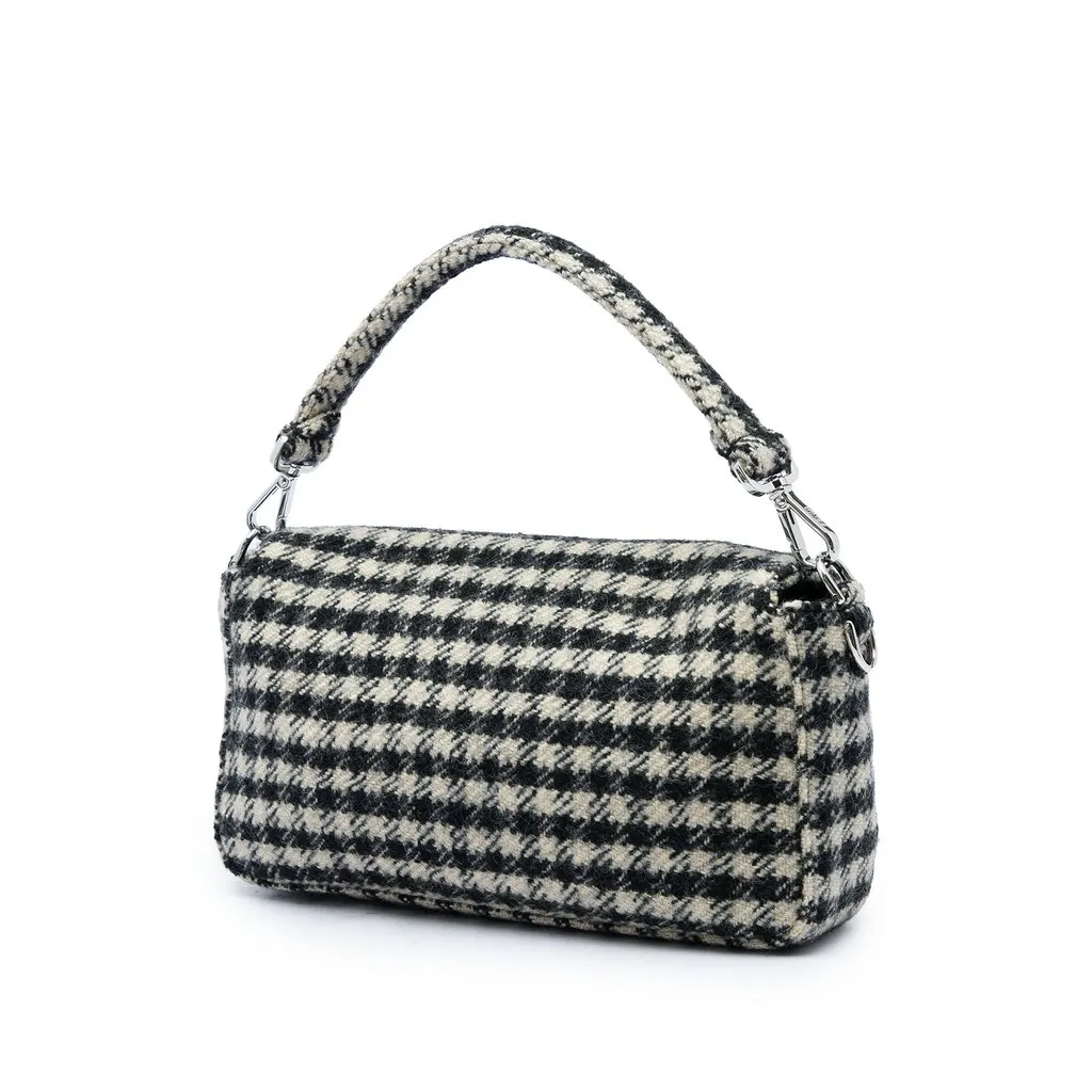 Fendi Tweed Baguette Satchel Black Tweed Very good - Back View