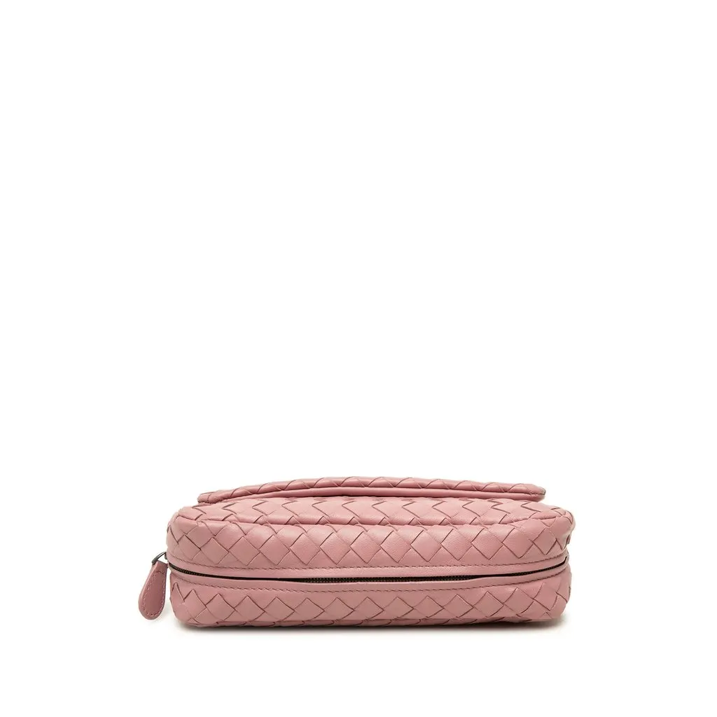 Bottega Veneta Mini Nappa Intrecciato Expandable Chain Flap Crossbody Pink Leather Good - Inside View