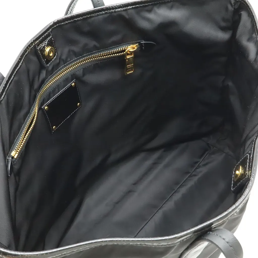 Prada Patent Trimmed Tessuto Tote Black Very good - Inside View