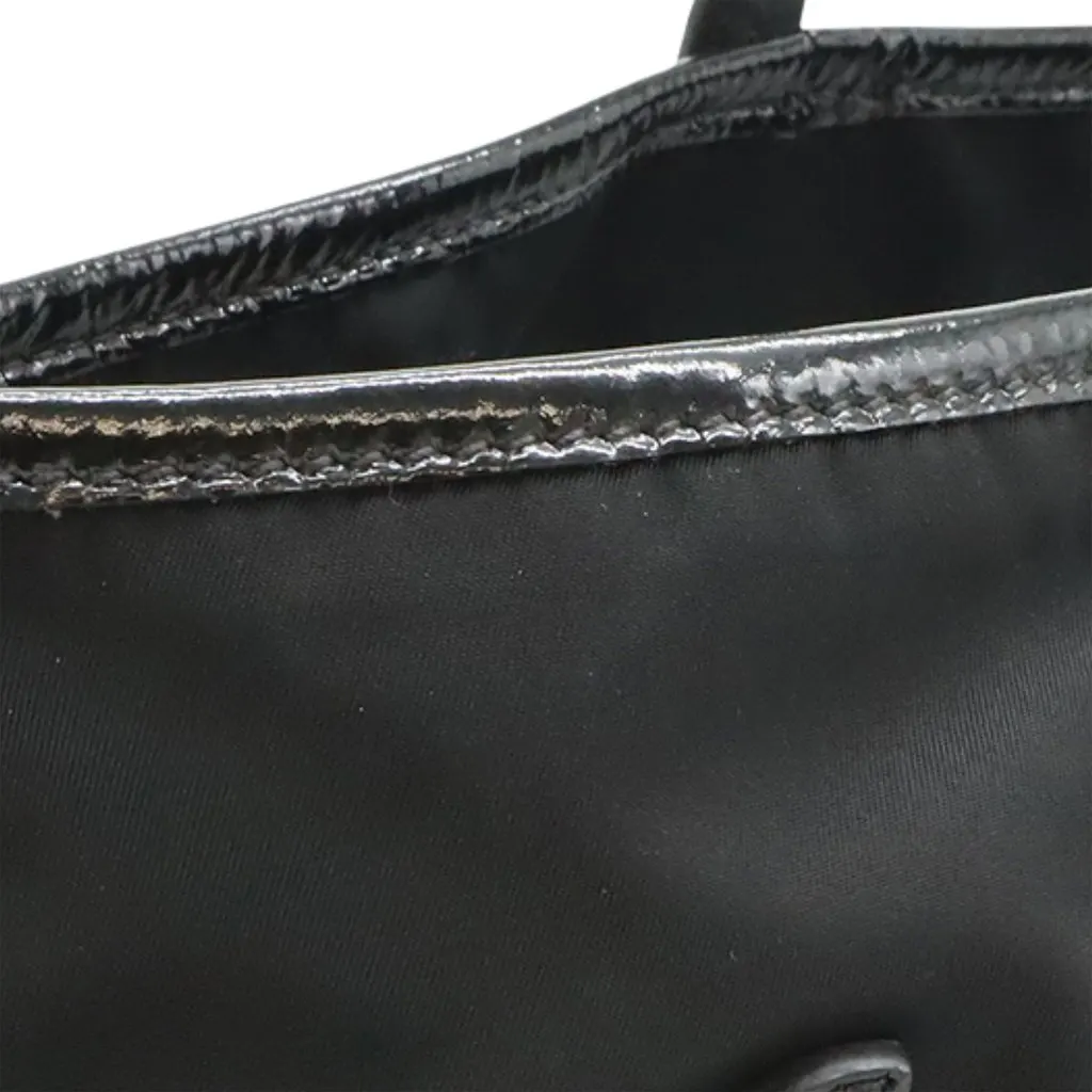 Prada Patent Trimmed Tessuto Tote Black Very good - Box View