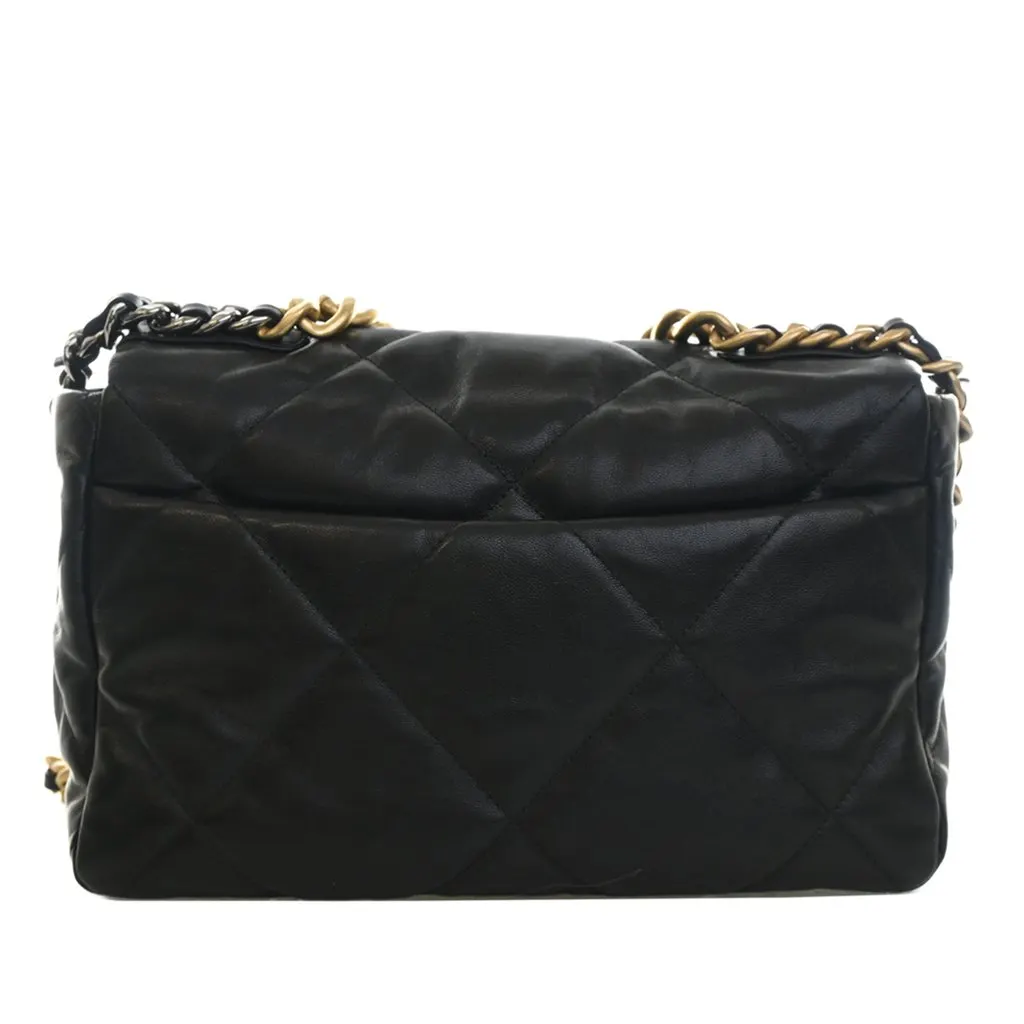 Chanel Large Lambskin 19 Flap Black Leather Very good - Back View
