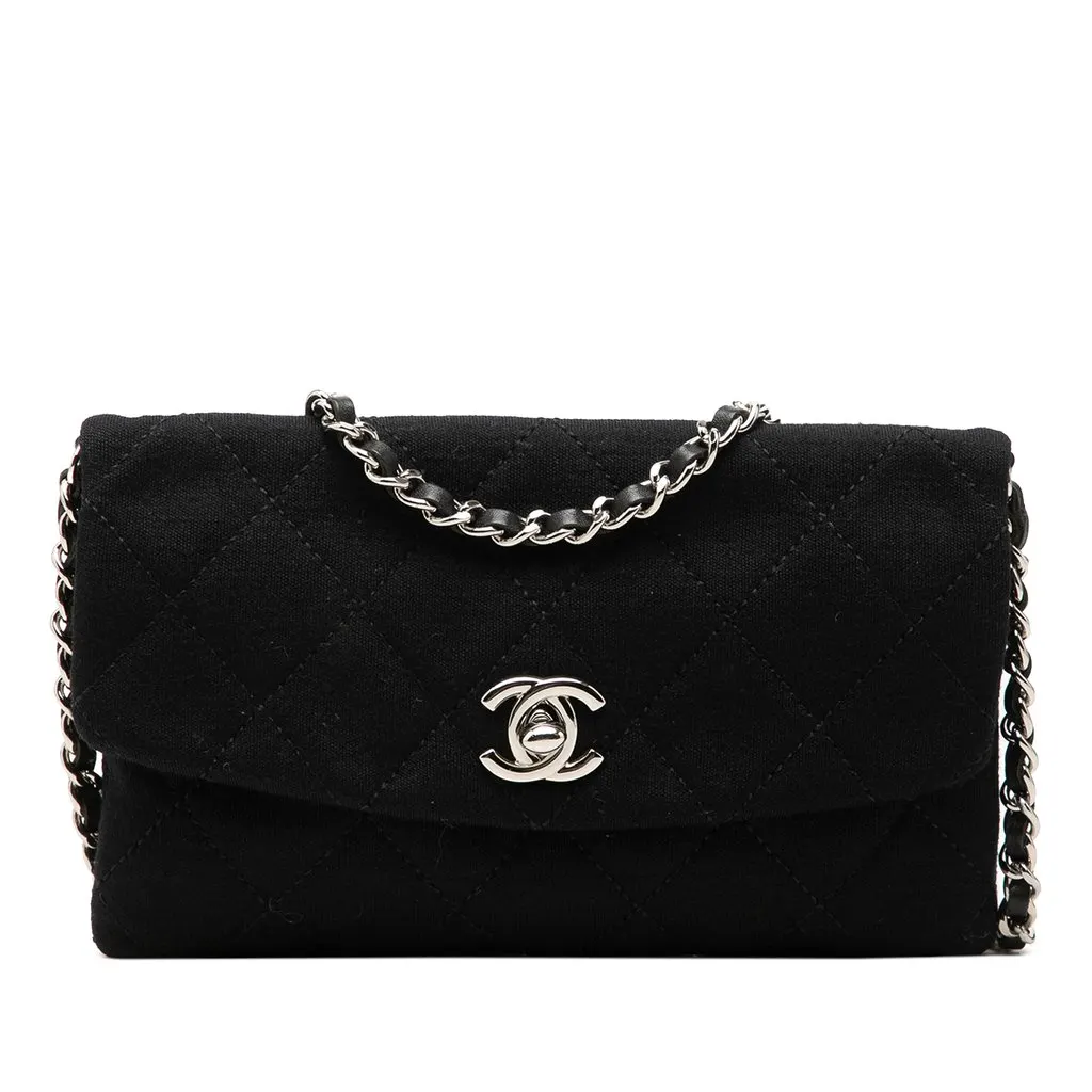 Chanel Mini CC Quilted Jersey Flap Black Very good - Front View