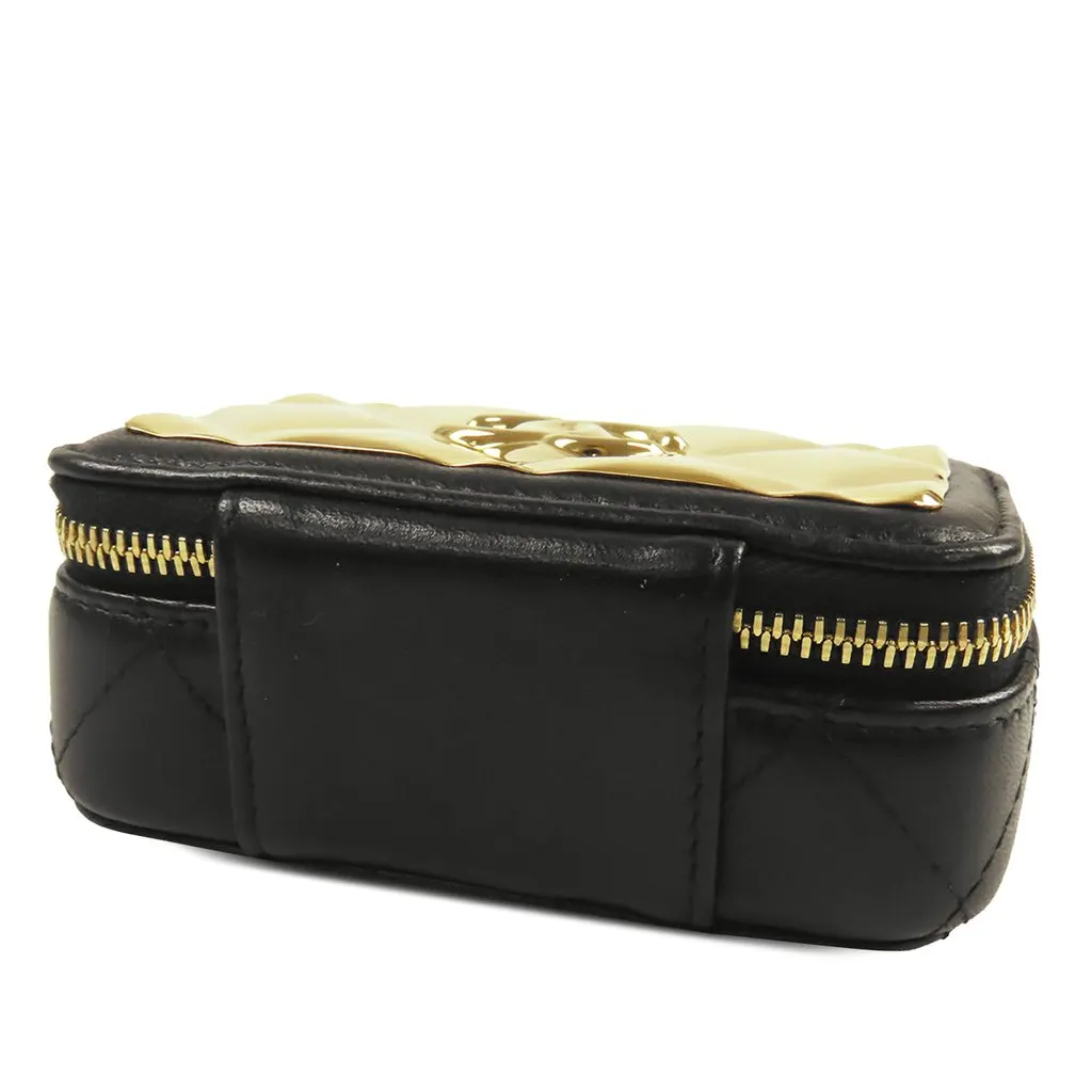 Chanel Extra Mini CC Quilted Golden Plate Vanity Crossbody Black Leather Very good - Inside View