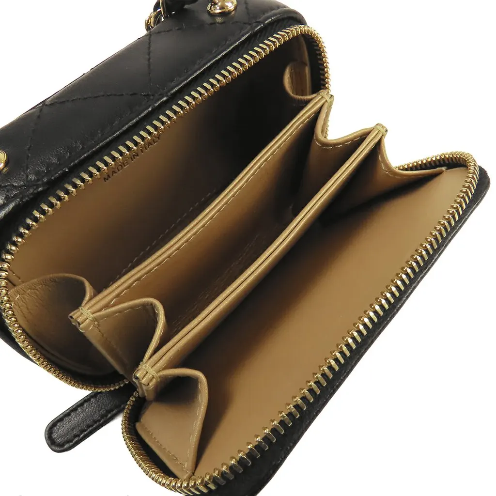 Chanel Extra Mini CC Quilted Golden Plate Vanity Crossbody Black Leather Very good - Model View