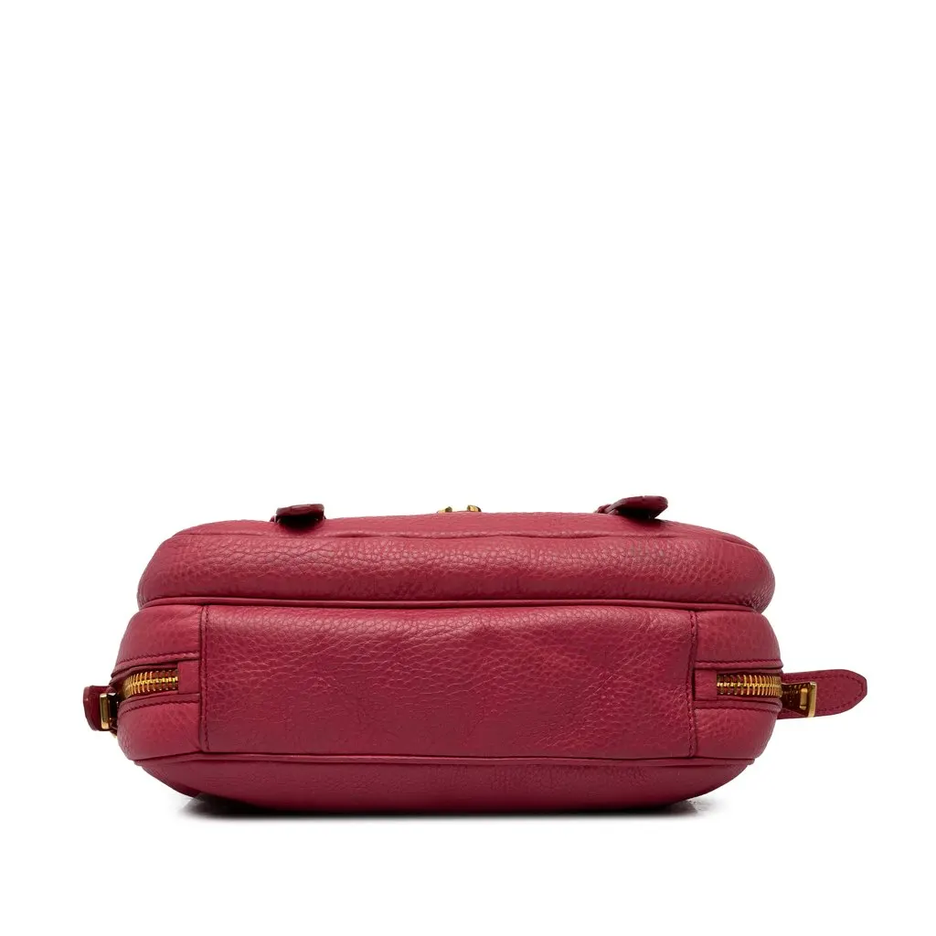 Prada Vitello Daino Push Lock Double Buckle Messenger Bag Pink Leather Very good - Inside View