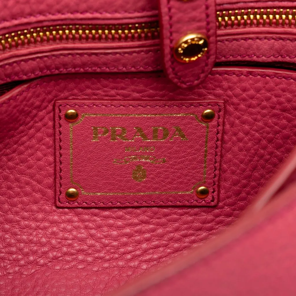 Prada Vitello Daino Push Lock Double Buckle Messenger Bag Pink Leather Very good - Box View