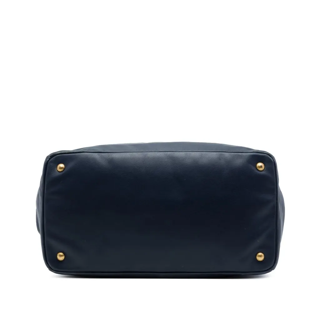 Prada Soft Calfskin Shopping Tote Blue Leather Very good - Inside View