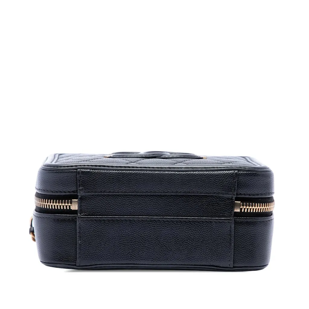 Chanel Small Caviar CC Filigree Vanity Case Black Leather Very good - Inside View