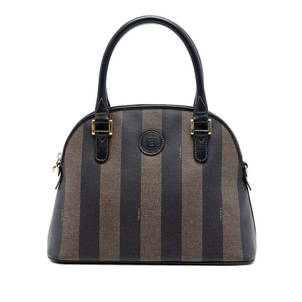 Fendi Pequin Coated Canvas Dome Satchel Brown Very good - Front View