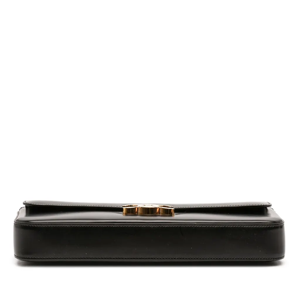 Celine Shiny Calfskin Triomphe Chain Shoulder Bag Black Leather Very good - Inside View