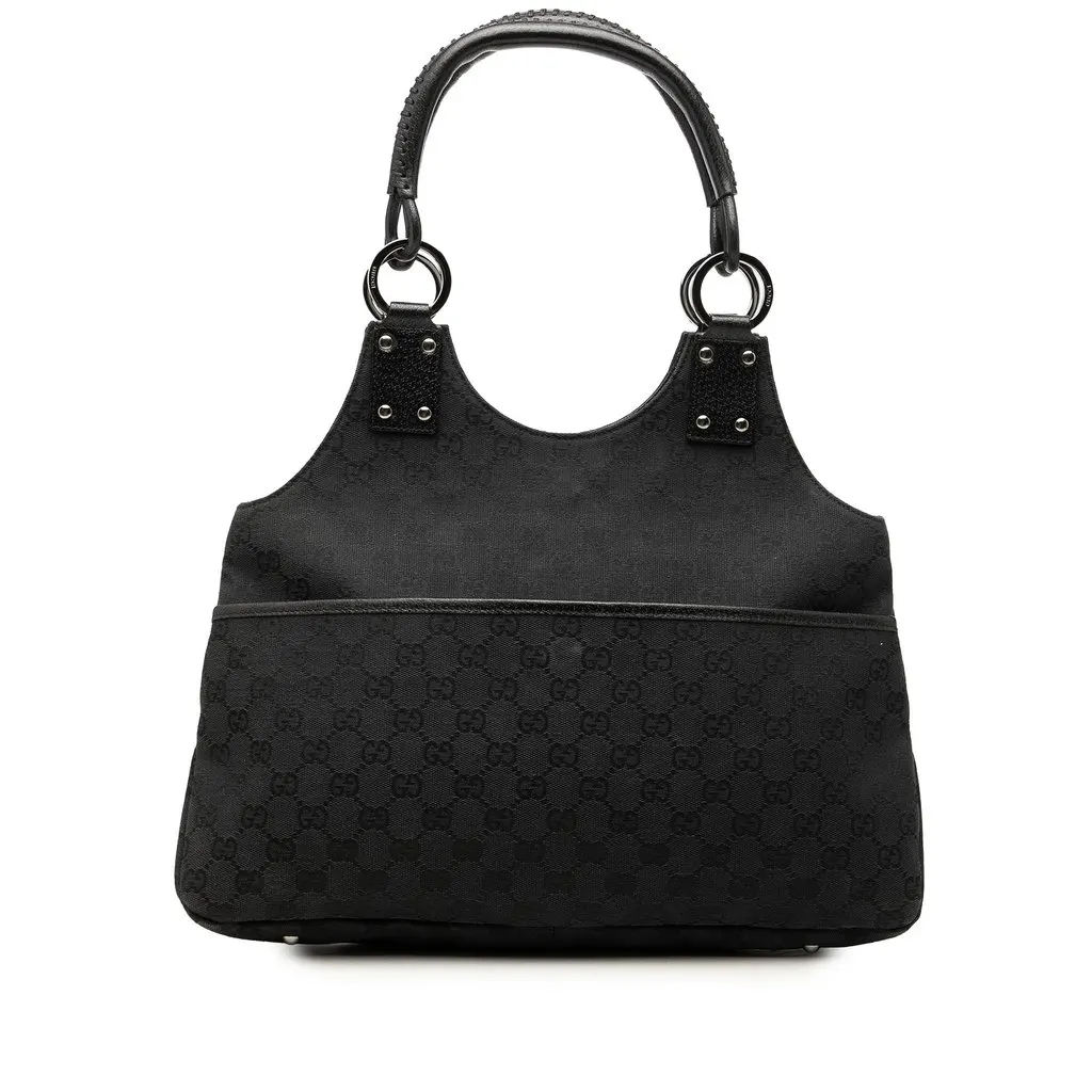 Gucci GG Canvas Shoulder Bag Black Very good - Front View