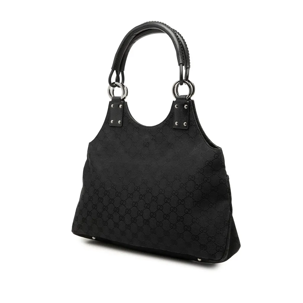 Gucci GG Canvas Shoulder Bag Black Very good - Back View
