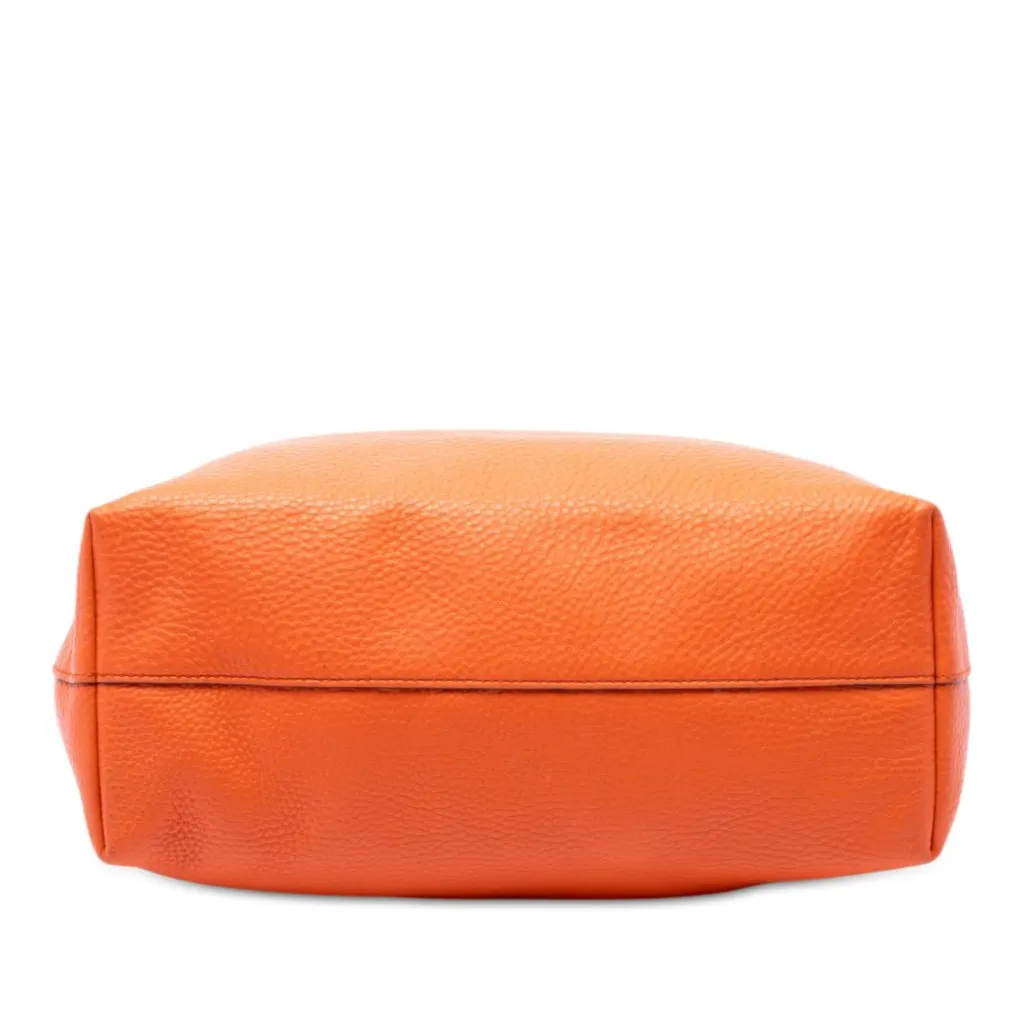 Prada Vitello Daino Front Pocket Open Convertible Tote Orange Leather Very good - Inside View