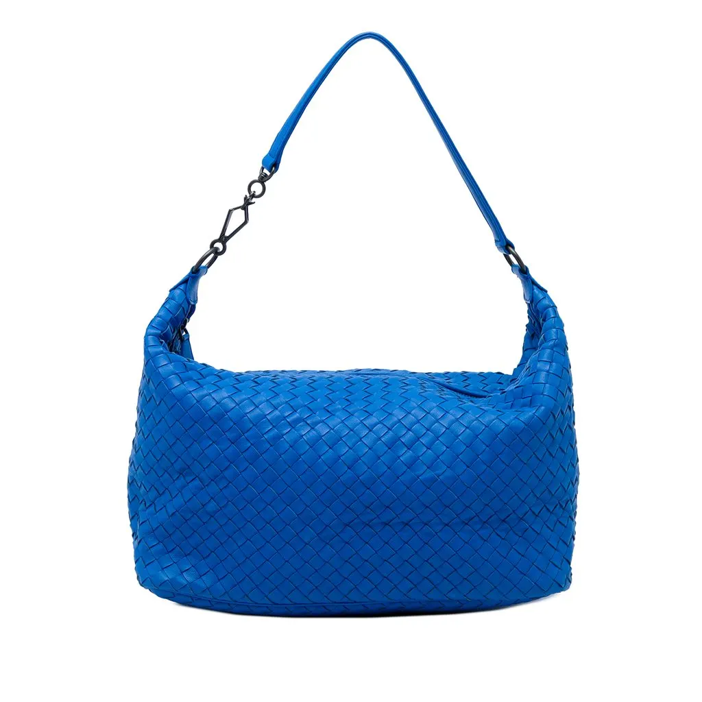 Bottega Veneta Nappa Intrecciato Shoulder Bag Blue Leather Very good - Front View