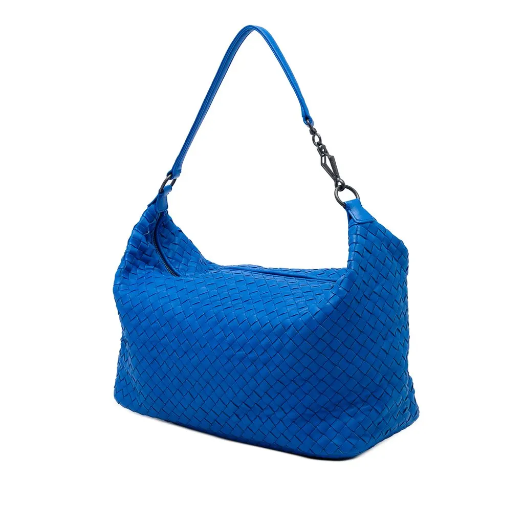 Bottega Veneta Nappa Intrecciato Shoulder Bag Blue Leather Very good - Back View