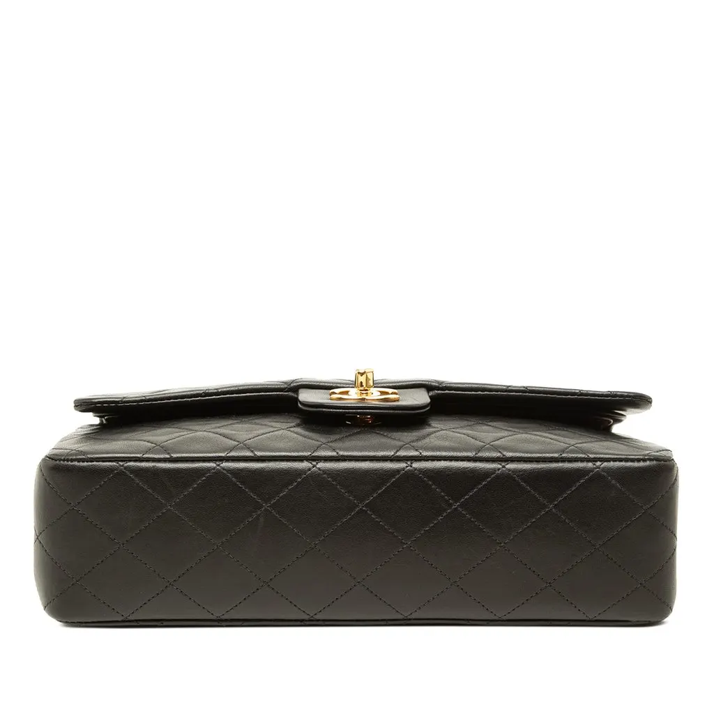 Chanel Medium Classic Lambskin Double Flap Black Leather Good - Inside View