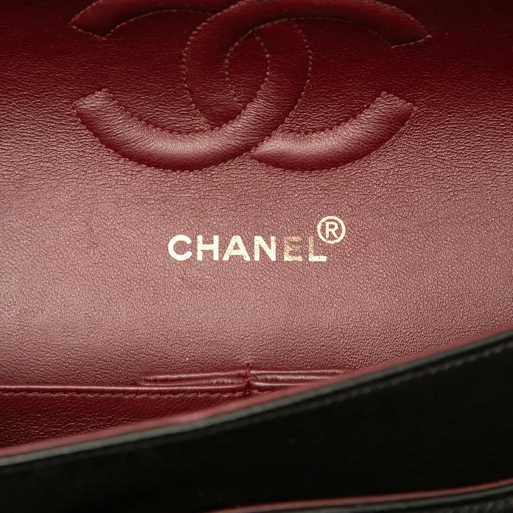 Chanel Medium Classic Lambskin Double Flap Black Leather Good - Box View