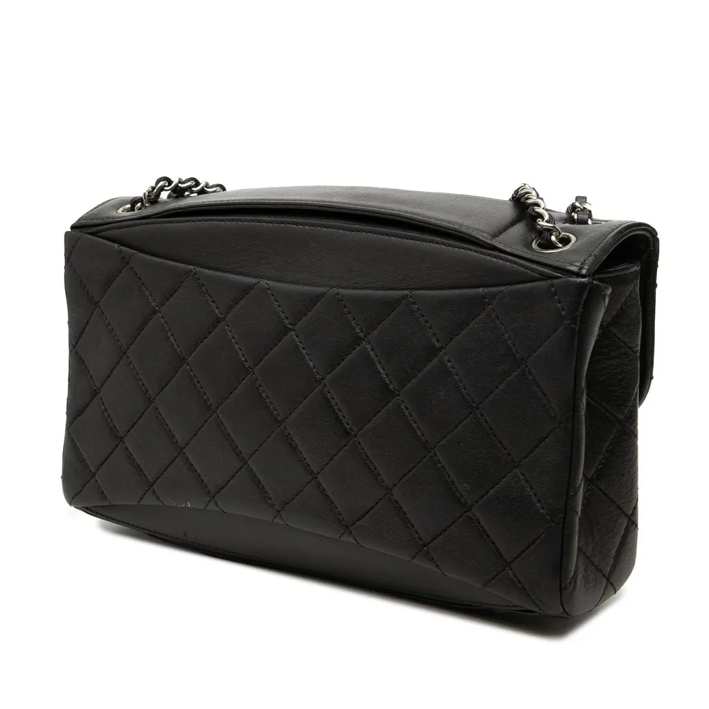 Chanel CC Quilted Calfskin Single Flap Black Leather Good - Back View