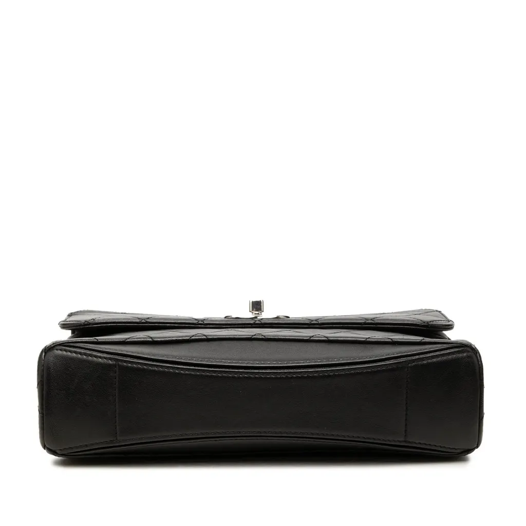 Chanel CC Quilted Calfskin Single Flap Black Leather Good - Inside View