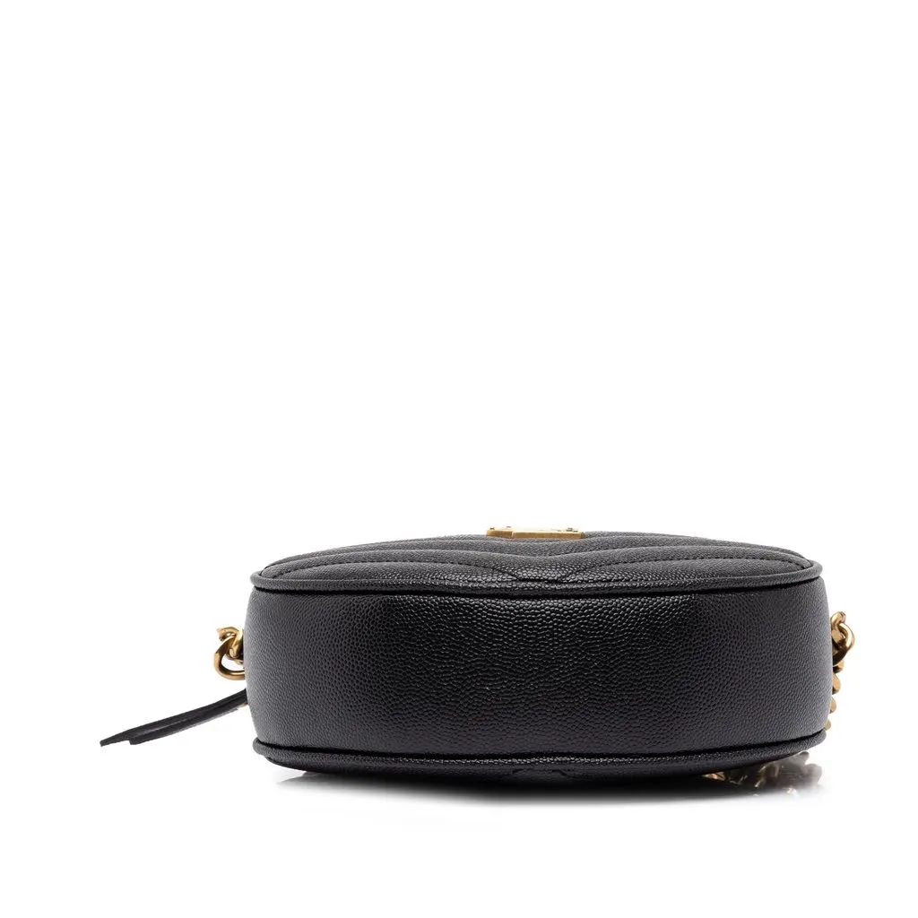 Saint Laurent Chevron Grain De Poudre Round Vinyle Camera Bag Black Leather Very good - Inside View