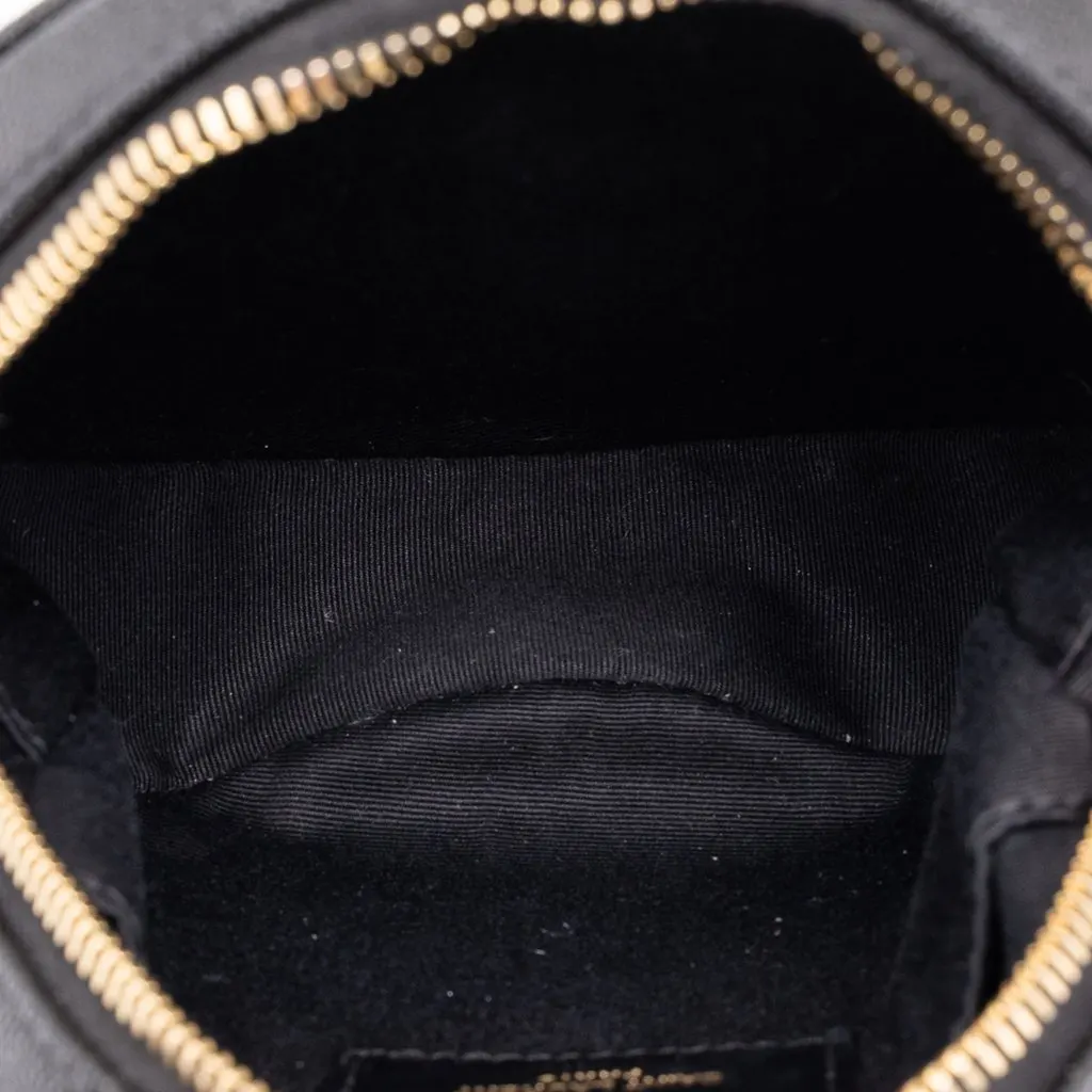 Saint Laurent Chevron Grain De Poudre Round Vinyle Camera Bag Black Leather Very good - Model View