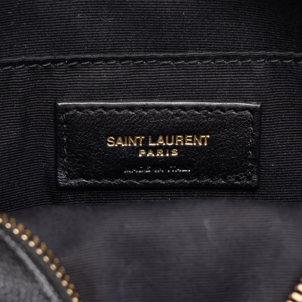 Saint Laurent Chevron Grain De Poudre Round Vinyle Camera Bag Black Leather Very good - Box View
