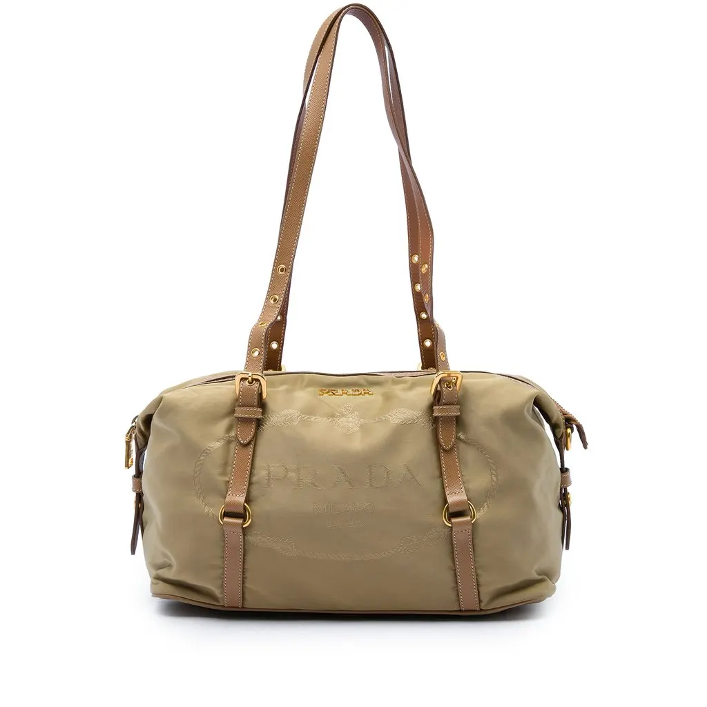 Prada Canvas Canapa Logo Shoulder Bag Beige Very good - Front View