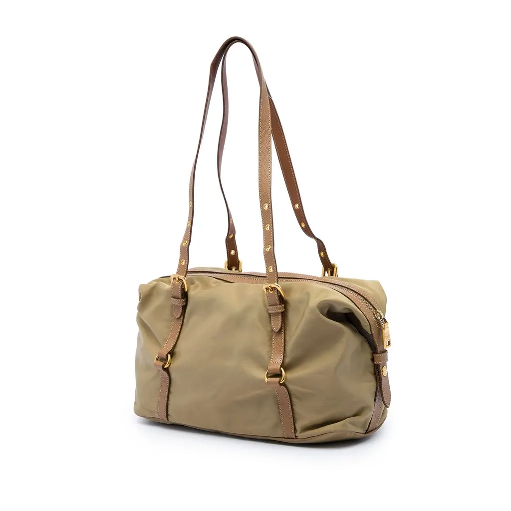 Prada Canvas Canapa Logo Shoulder Bag Beige Very good - Back View