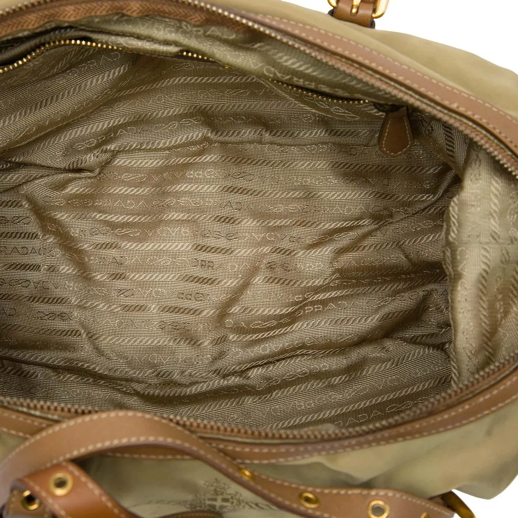 Prada Canvas Canapa Logo Shoulder Bag Beige Very good - Model View