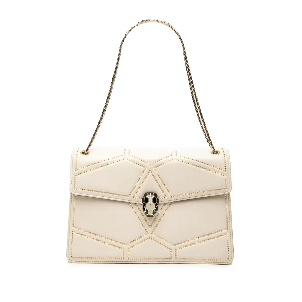 Bvlgari Studded Leather Diamond Blast Serpenti Forever Crossbody Beige Leather Very good - Front View