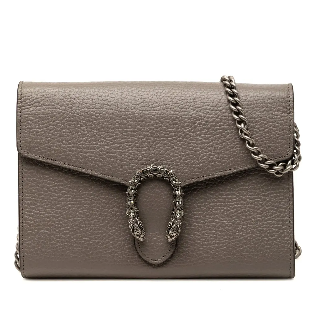Gucci Calfskin Dionysus Wallet on Chain Brown Leather Very good - Front View