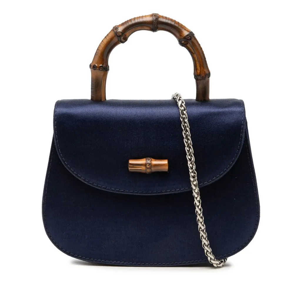 Gucci Mini Satin Bamboo Night Blue Very good - Front View