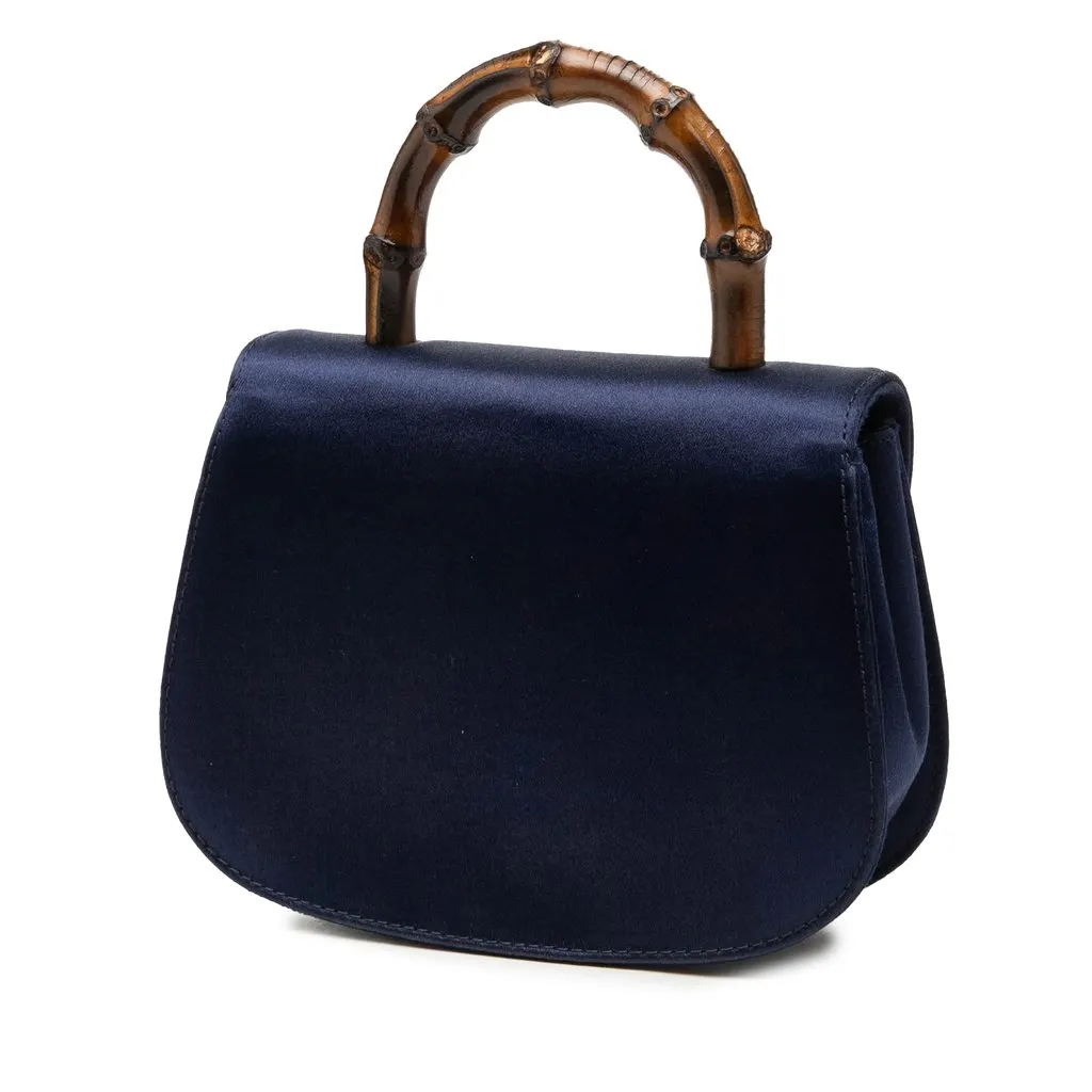 Gucci Mini Satin Bamboo Night Blue Very good - Back View