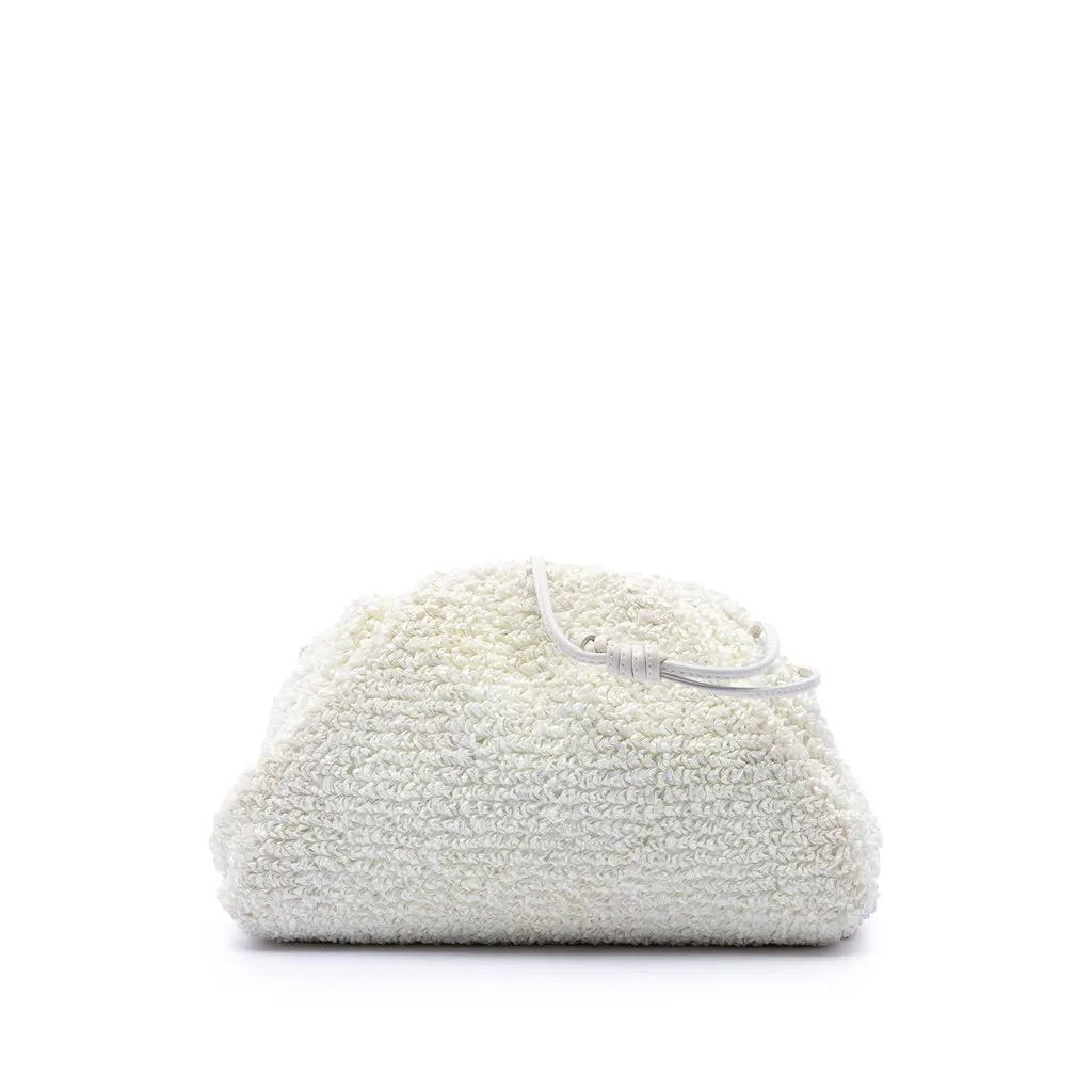 Bottega Veneta Boucle Raffia The Mini Pouch Crossbody White Very good - Front View