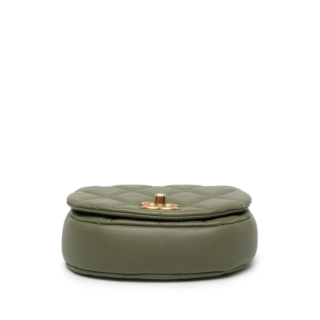 Chanel Mini Quilted Calfskin Coco Mail Clutch with Chain Green Leather Very good - Inside View