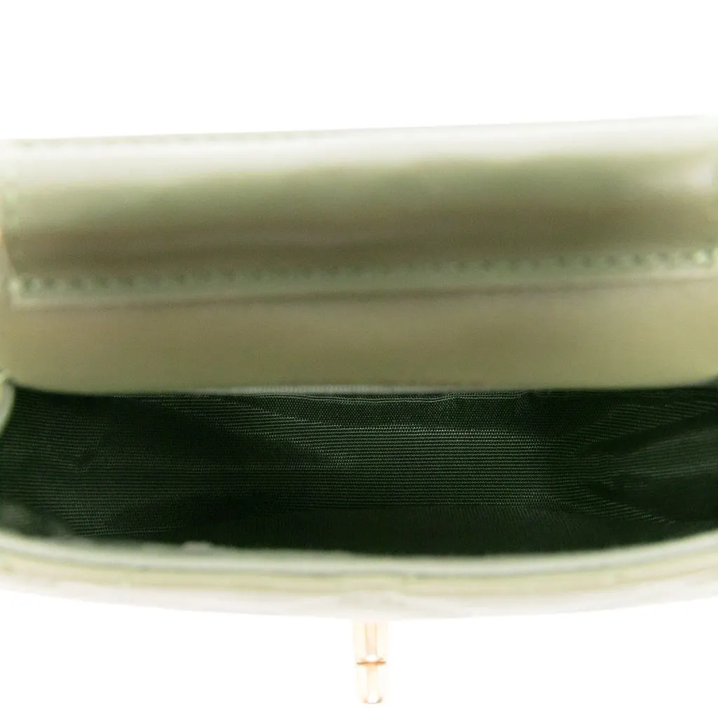 Chanel Mini Quilted Calfskin Coco Mail Clutch with Chain Green Leather Very good - Model View