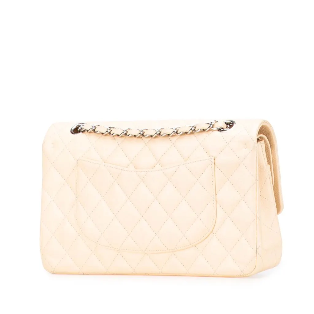 Chanel Medium Classic Caviar Double Flap Brown Leather Very good - Back View