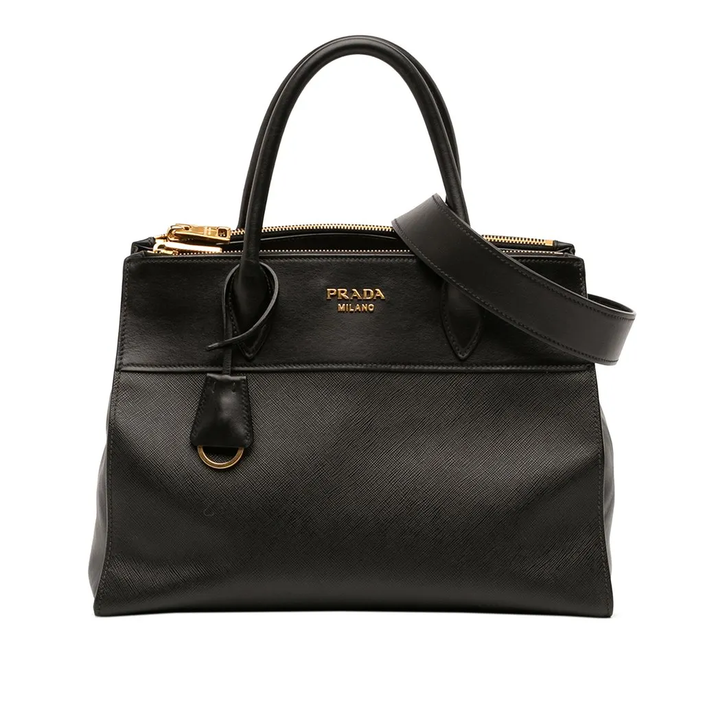Prada City Calf Trimmed Saffiano Paradigme Bag