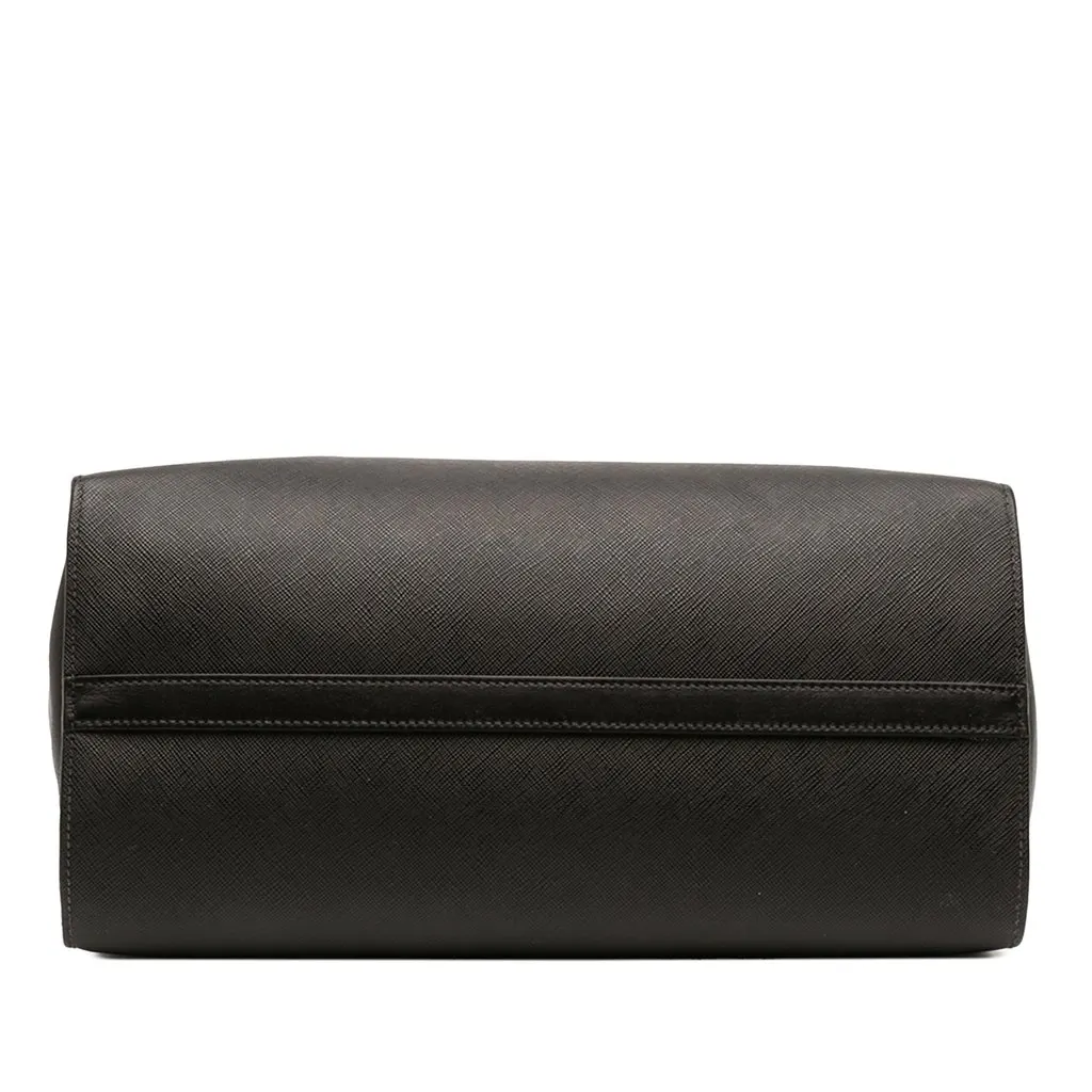 Prada City Calf Trimmed Saffiano Paradigme Bag Black Leather Good - Inside View
