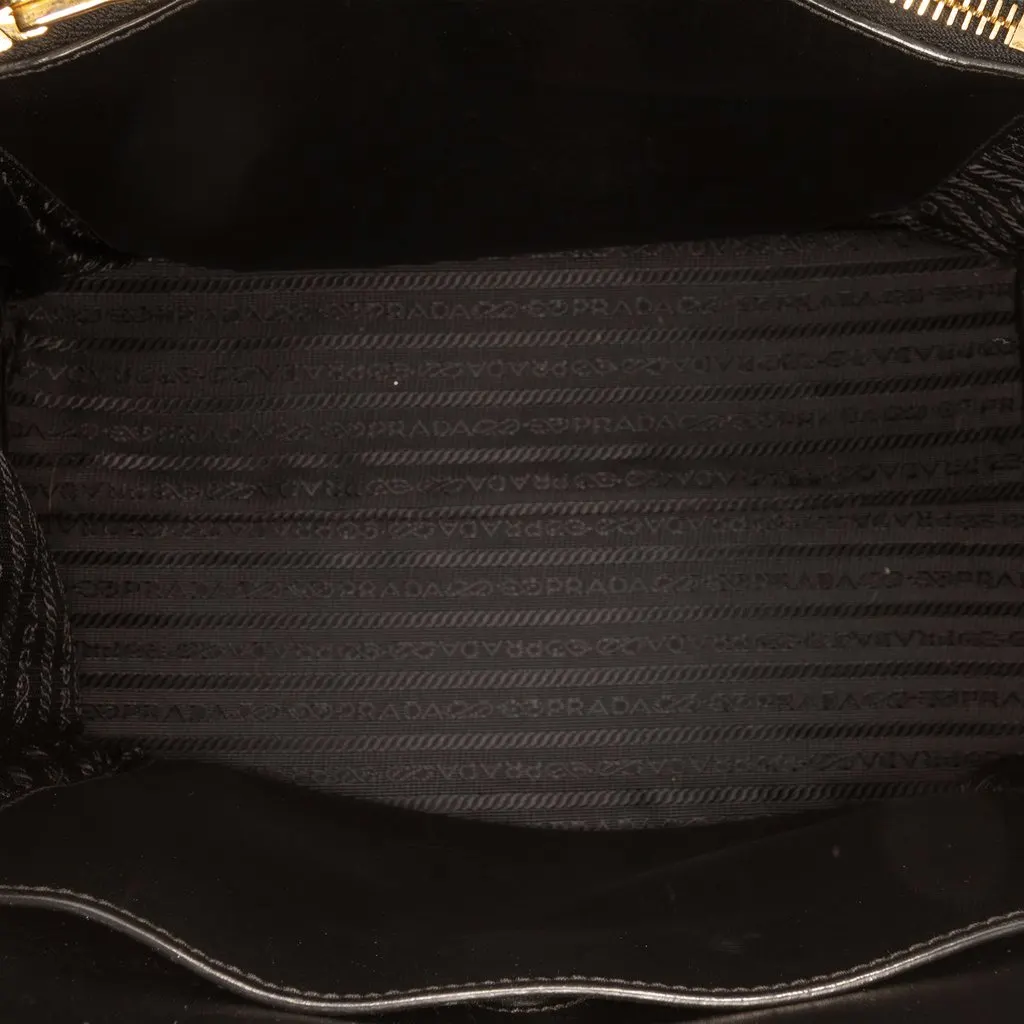 Prada City Calf Trimmed Saffiano Paradigme Bag Black Leather Good - Model View
