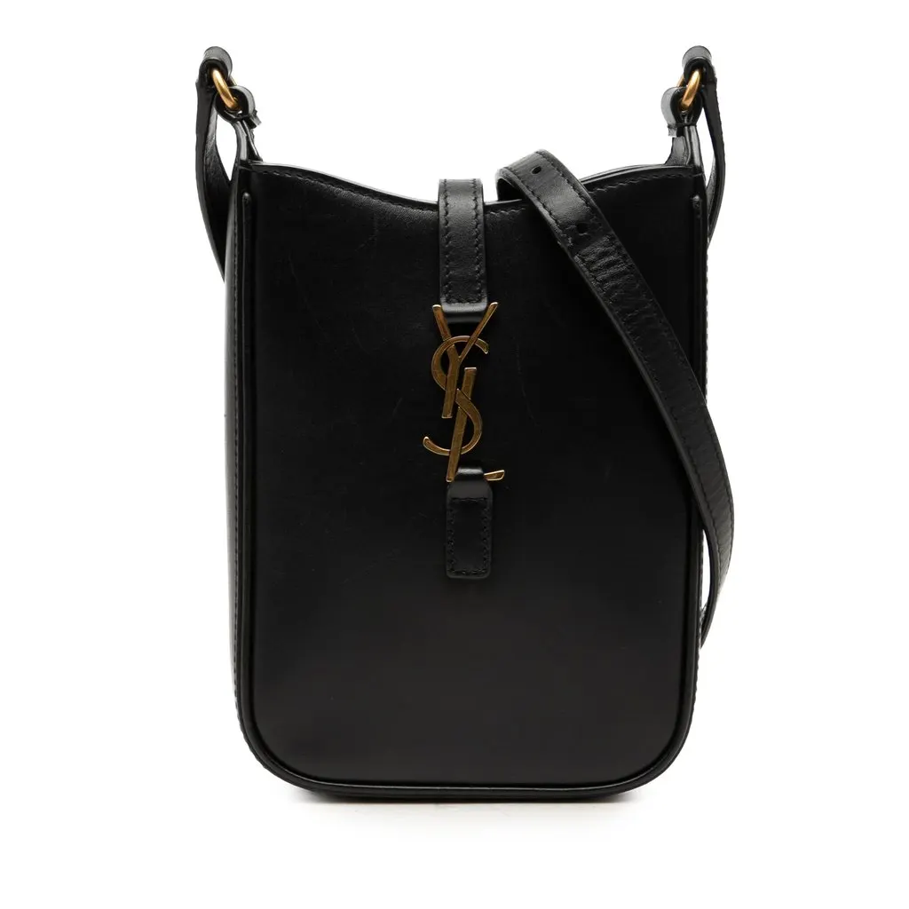 Saint Laurent Mini Smooth Leather Le 5 a 7 Vertical Crossbody Black Leather Very good - Front View