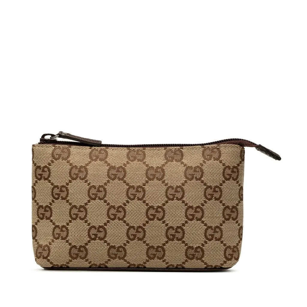 Gucci GG Canvas Pouch Beige Canvas Good - Front View