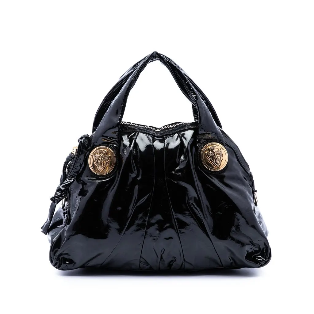 Gucci Large Patent Hysteria Satchel Black Leather Very good - Front View