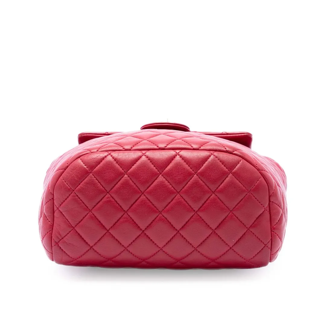Chanel Mini Quilted Lambskin Urban Spirit Backpack Red Leather Very good - Inside View