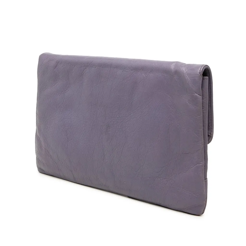 Balenciaga Lambskin Motocross Classic Envelope Clutch Purple Leather Very good - Back View