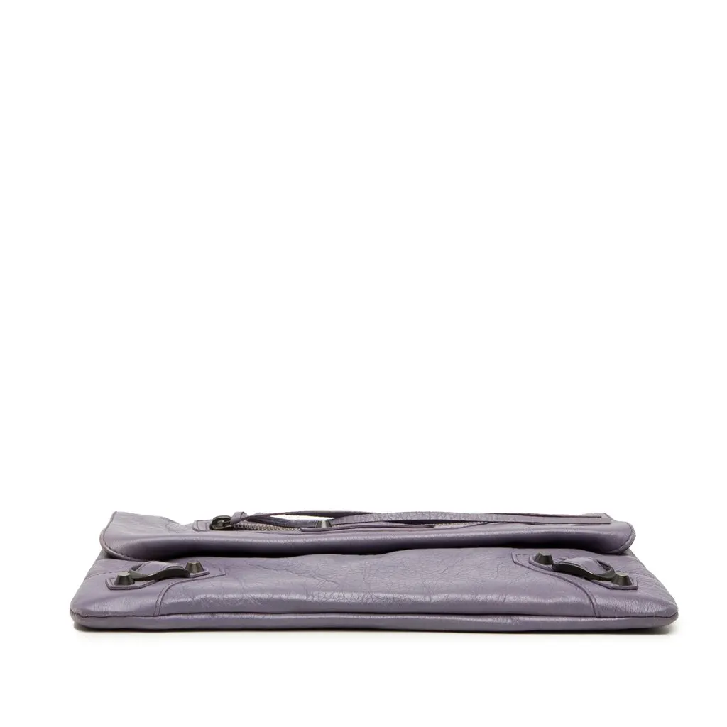 Balenciaga Lambskin Motocross Classic Envelope Clutch Purple Leather Very good - Inside View
