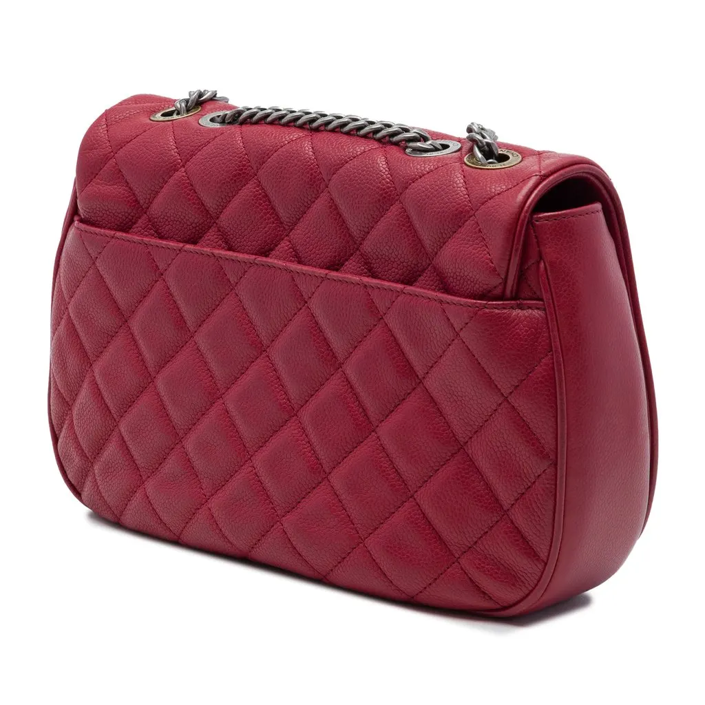 Chanel Medium Quilted Caviar Casual Pocket Flap Red Leather Very good - Back View