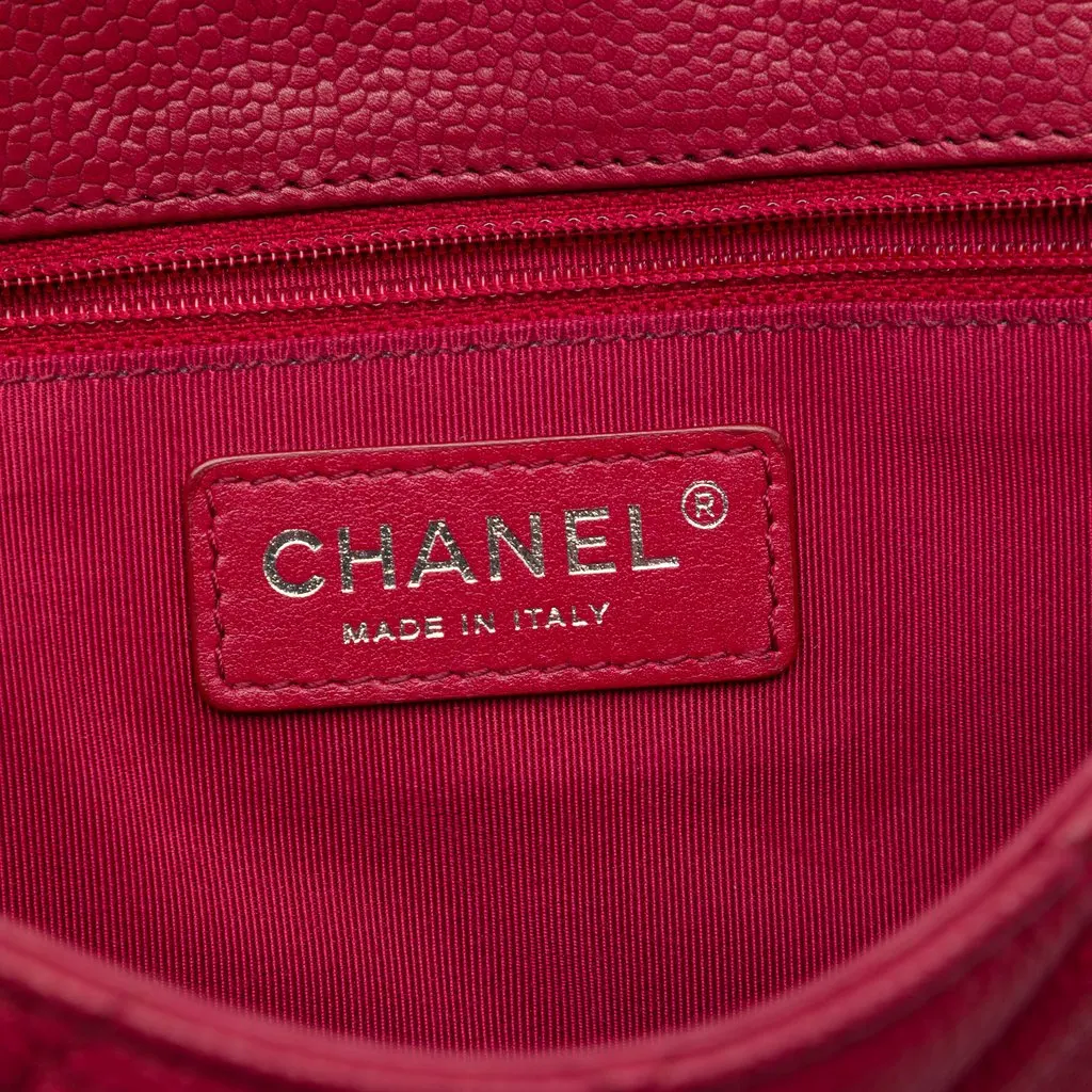 Chanel Medium Quilted Caviar Casual Pocket Flap Red Leather Very good - Box View