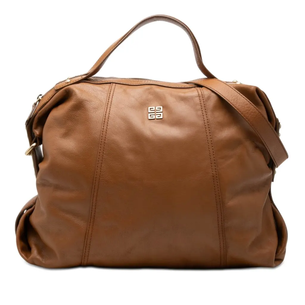 Givenchy Leather 4G Logo Satchel Brown Leather Very good - Front View